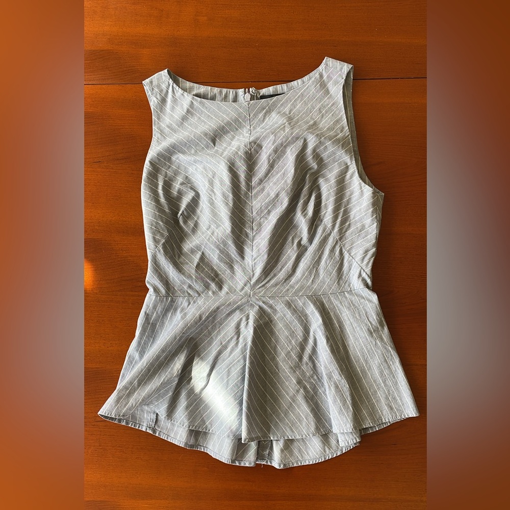 Banana Republic Gray and White stripe Peplum Top
